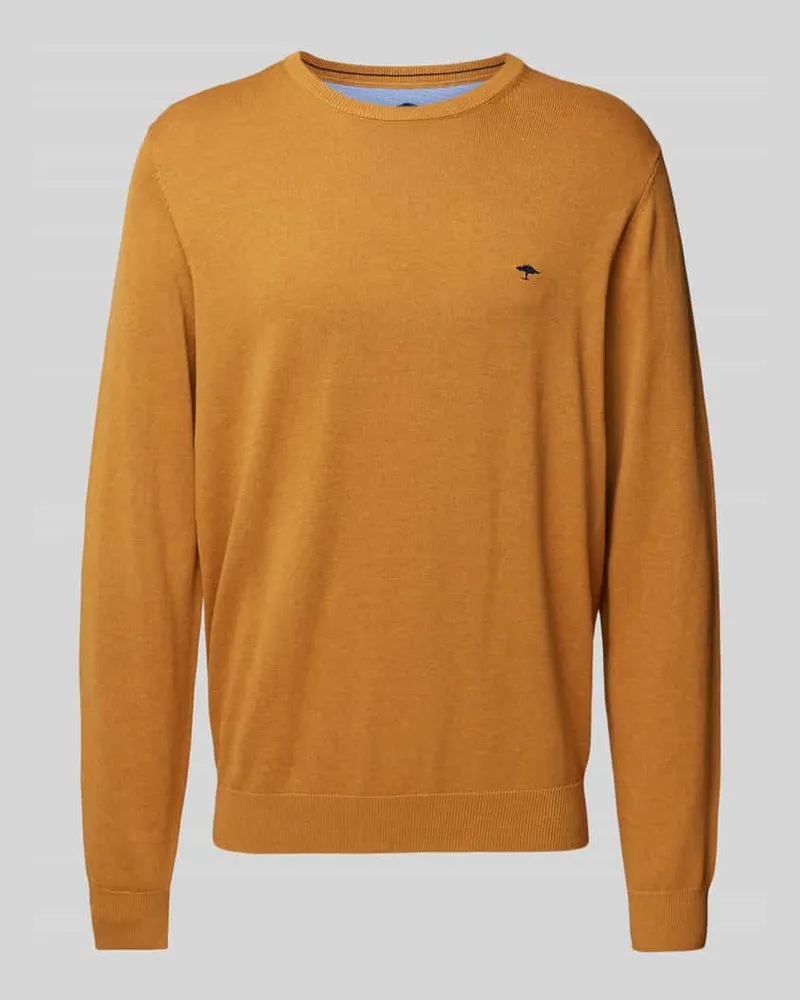 Fynch-Hatton Strickpullover mit Logo-Stitching Senf