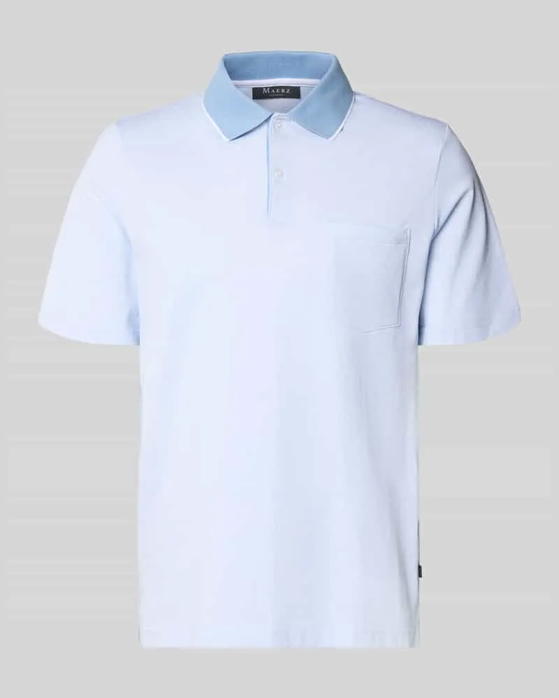 Maerz Regular Fit Poloshirt mit Strukturmuster und Brusttasche Bleu