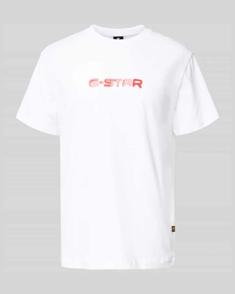G-STAR RAW T-Shirt mit Label-Print Weiss