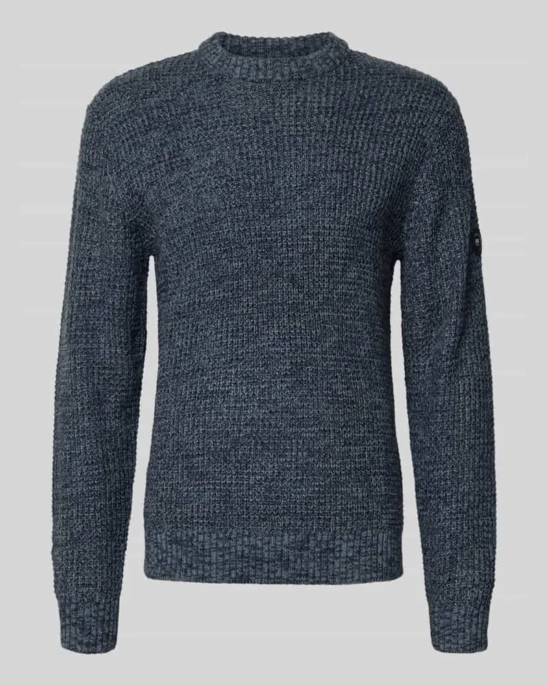 Jack & Jones Strickpullover mit gerippten Abschlüssen Modell 'LINK Dunkelblau