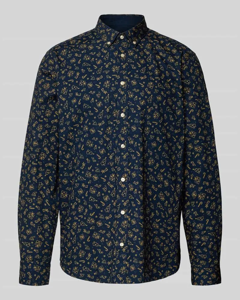 MONTEGO Regular Fit Freizeithemd mit Button-Down-Kragen Marine