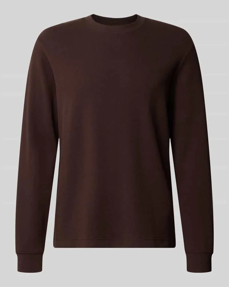 HUGO BOSS Regular Fit Langarmshirt aus Baumwoll-Mix Modell 'Tempest Schoko
