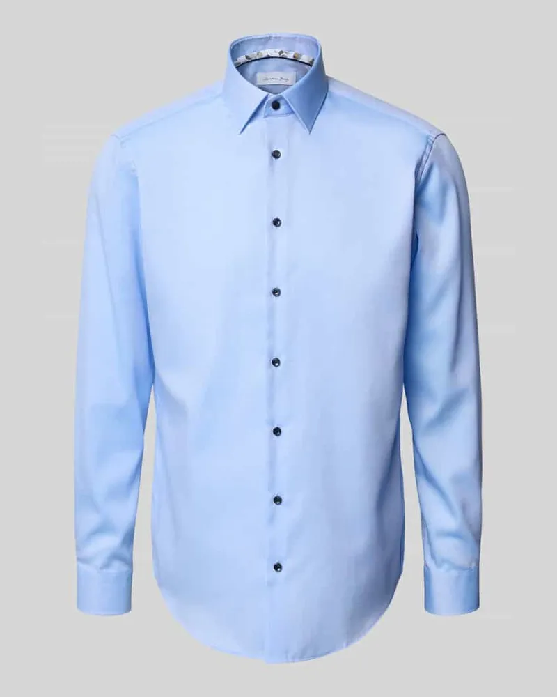 Christian Berg Regular Fit Business-Hemd aus reiner Baumwolle mit Kentkragen Bleu