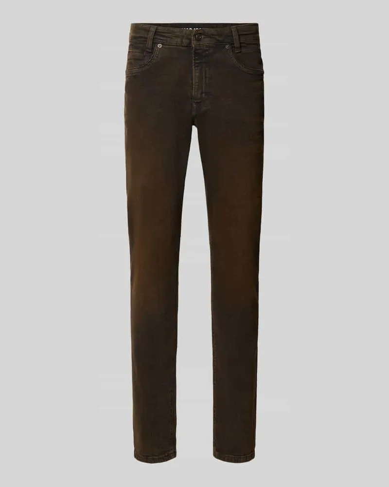 MAC Jeans Regular Fit Jeans mit Used Waschung Modell 'ARNE PIPE Schoko