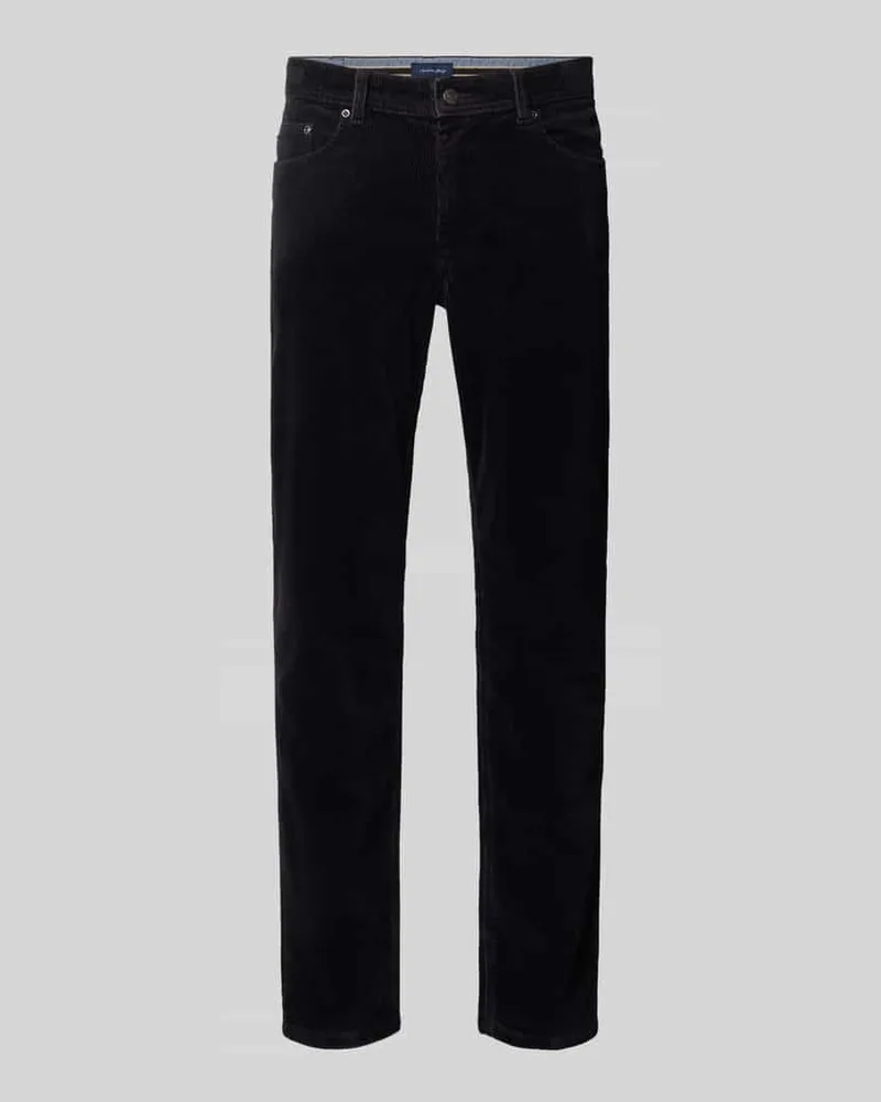 Christian Berg Straight Fit Stoffhose in Cord-Optik Marine