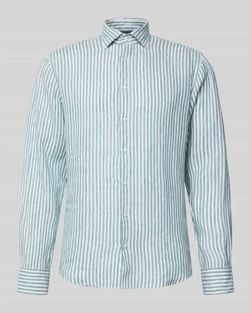 Seidensticker Regular Fit Business-Hemd aus Leinen mit Kentkragen Gruen