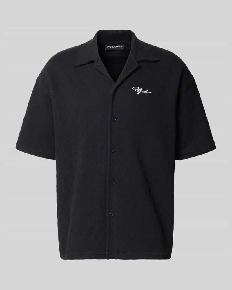 PEGADOR Regular Fit Freizeithemd mit Label-Stitching Modell 'Jovren Black