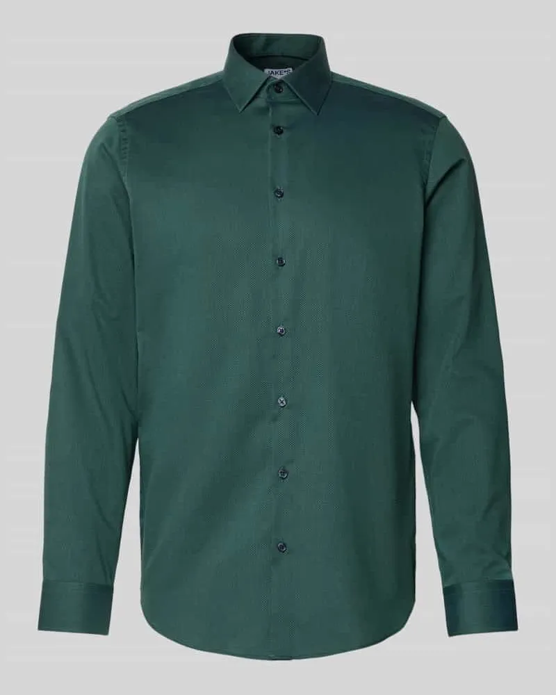 JAKE*S Regular Fit Business Hemd aus Baumwolle mit Kentkragen Schilf