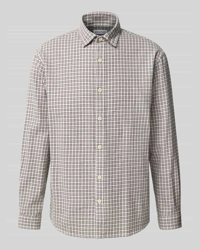 Jack & Jones Regular Fit Freizeithemd mit Kentkragen Modell 'CARTER Offwhite