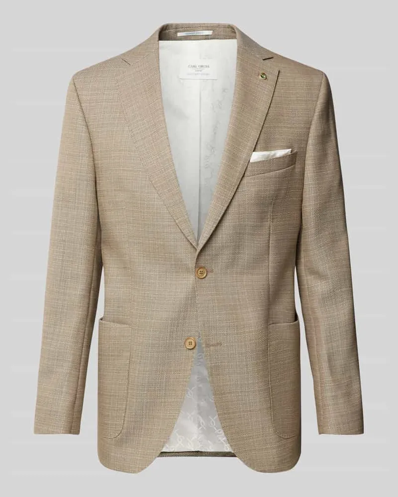 Carl Gross Regular Fit Sakko aus Viskose Modell 'Sander Beige