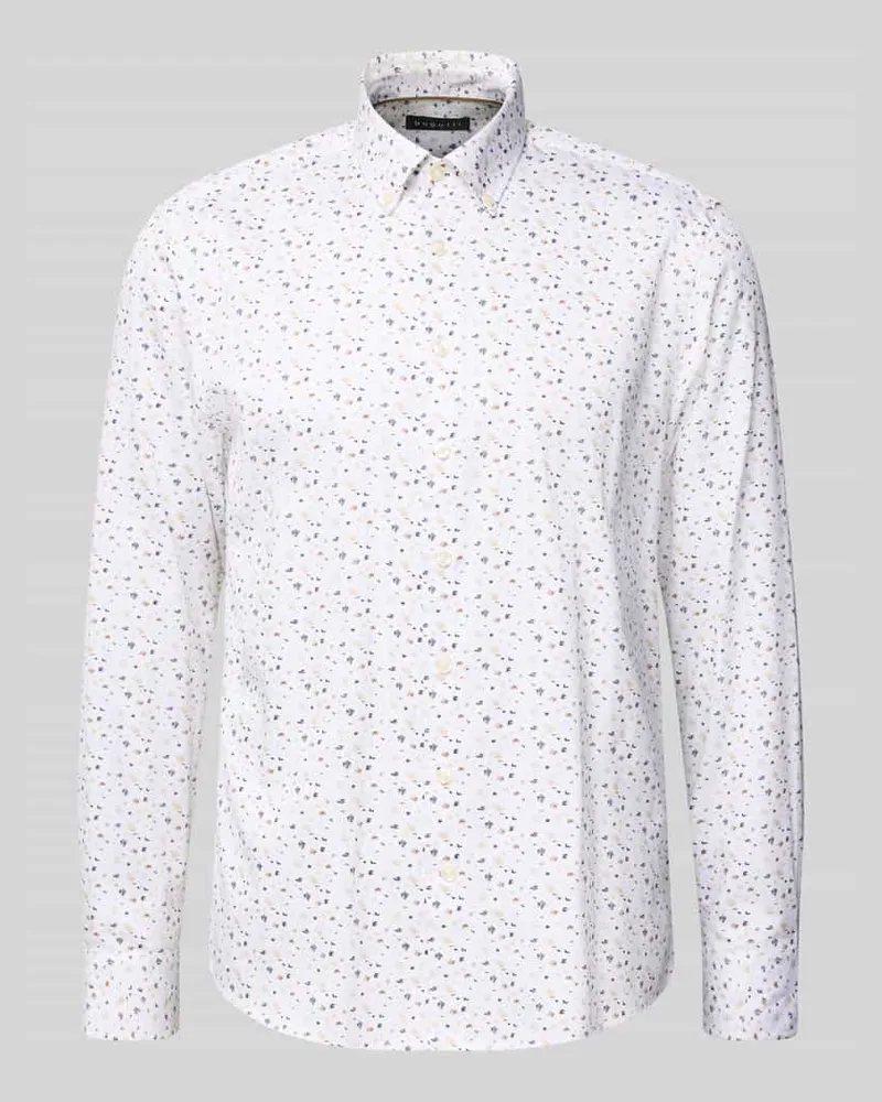 Bugatti Regular Fit Freizeithemd mit Button-Down-Kragen Beige