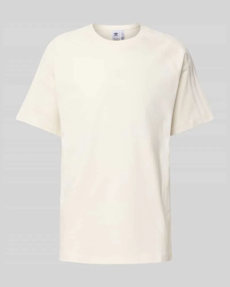 adidas T-Shirt mit geripptem Rundhalsausschnitt Offwhite