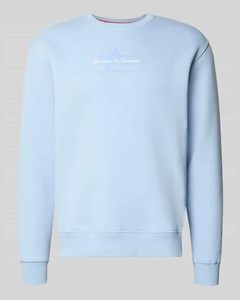 Alpha Industries Sweatshirt mit Logo und Rundhalsausschnitt Hellblau