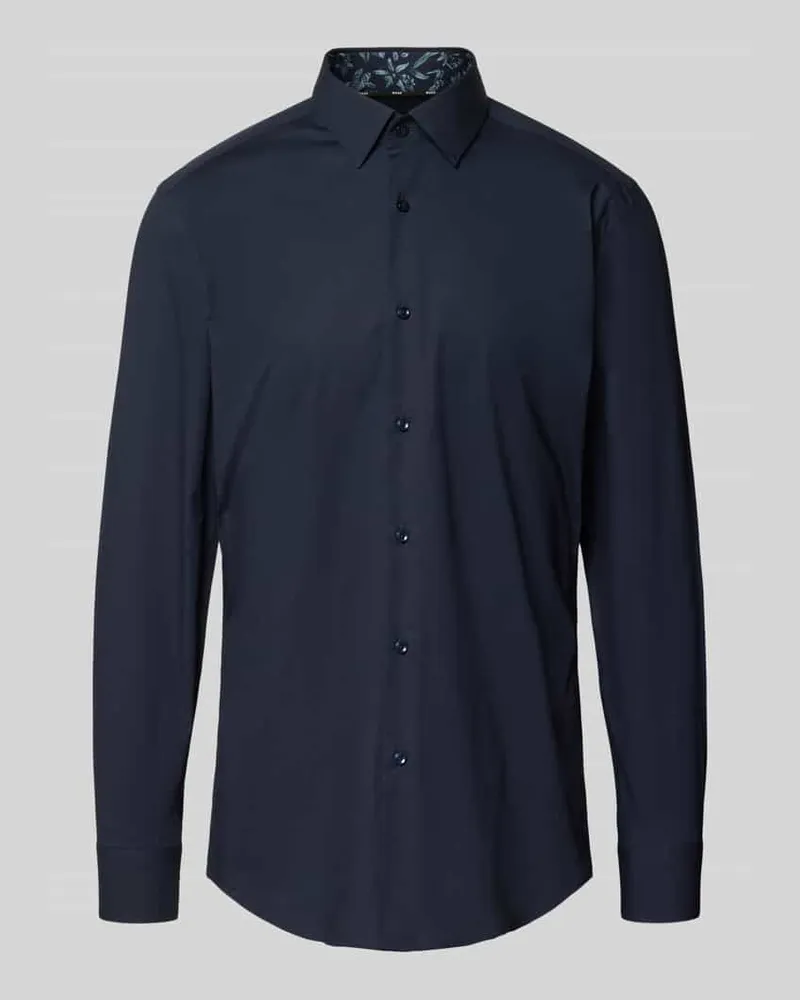 HUGO BOSS Slim Fit Businesshemd aus Baumwoll-Mix Modell 'HANK Marine