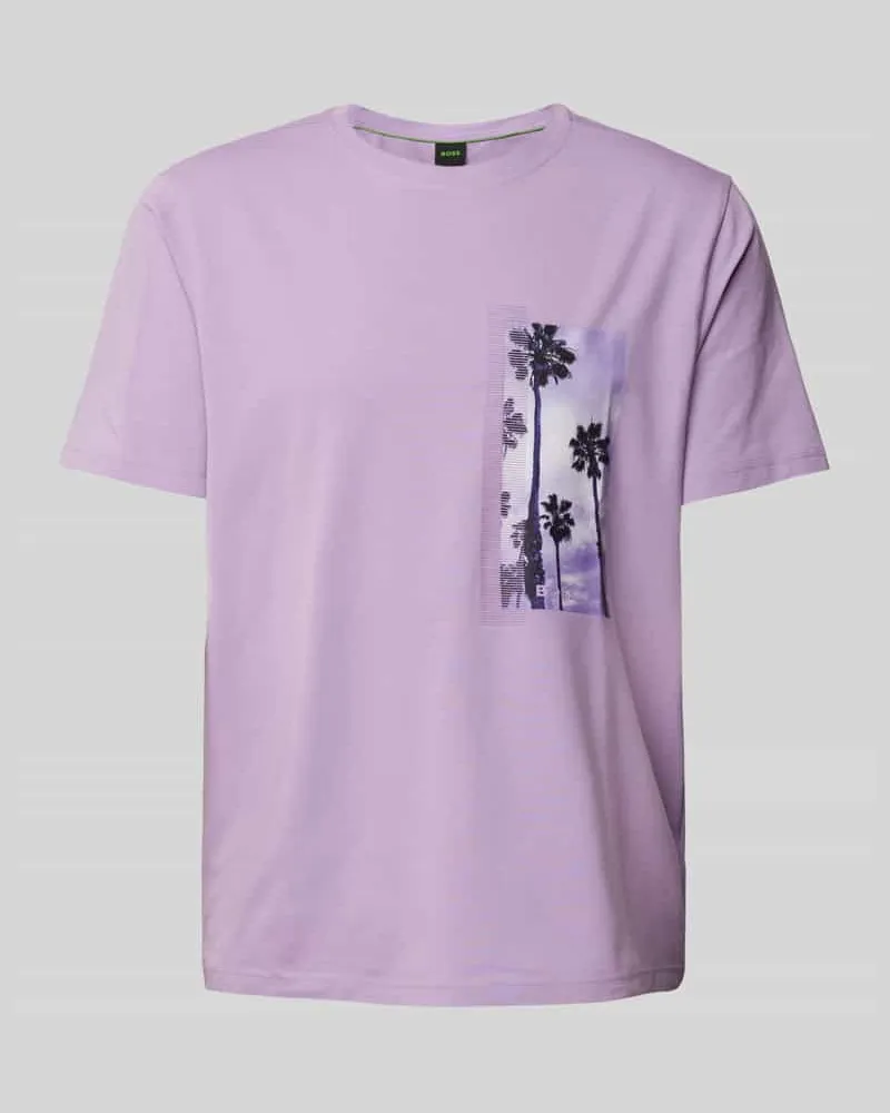 HUGO BOSS T-Shirt mit Motiv-Print Flieder