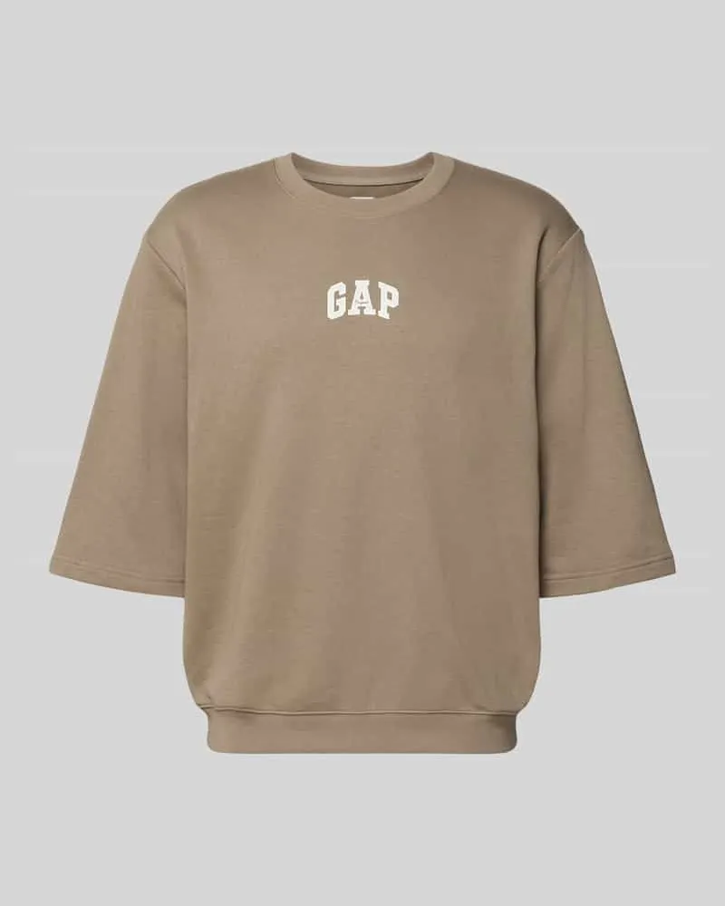 GAP T-Shirt mit Rundhalsausschnitt und Logo-Print Taupe
