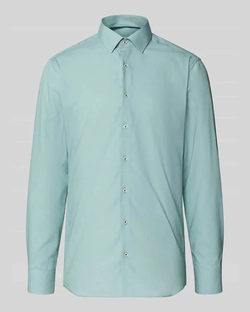 Eterna Slim Fit Business Hemd aus Lyocell-Mix mit Kentkragen Gruen