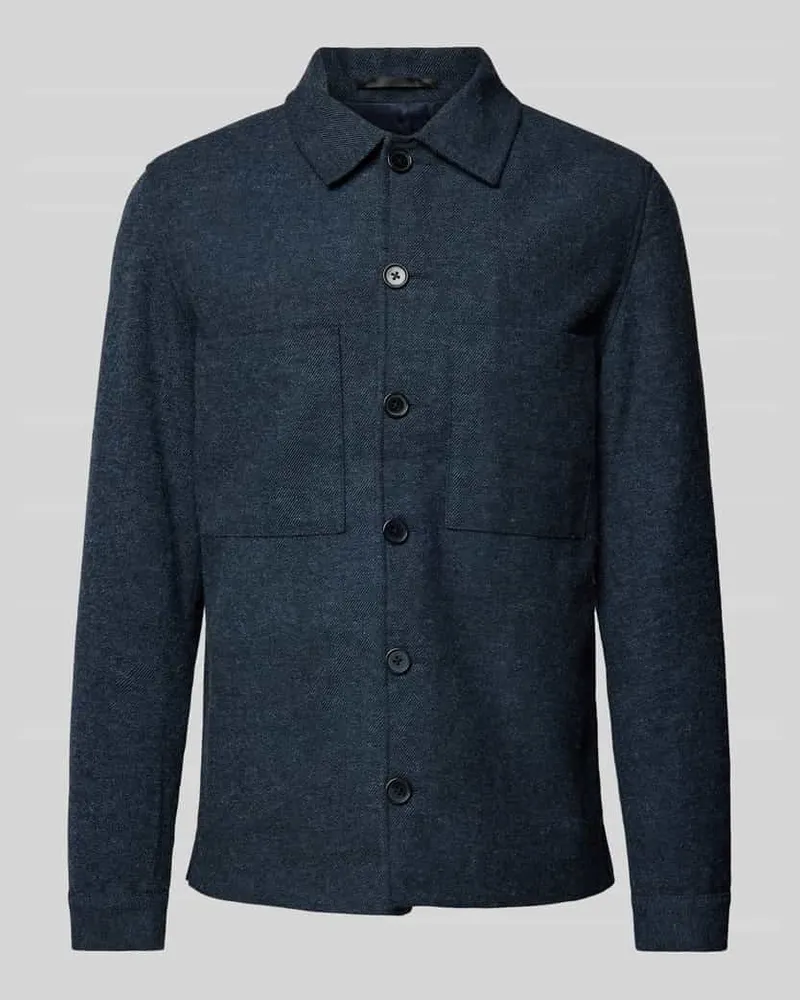 Jack & Jones Hemdjacke mit Knopfleiste Modell 'WINTER Dunkelblau