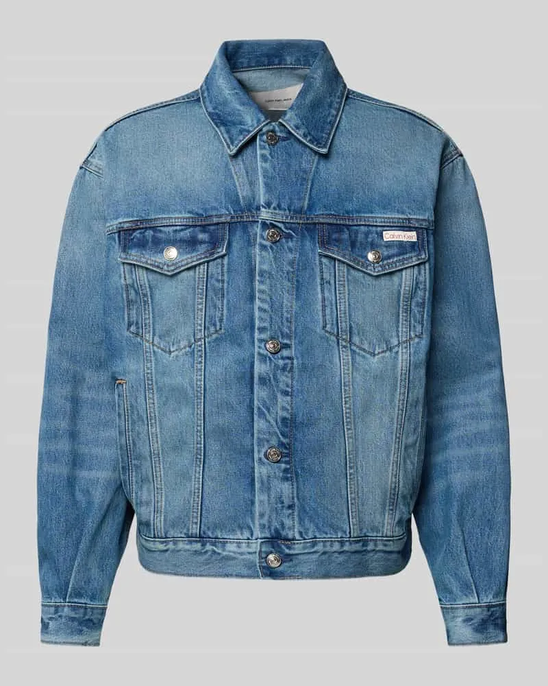 Calvin Klein Jeansjacke mit Brusttaschen und Label-Detail Jeansblau