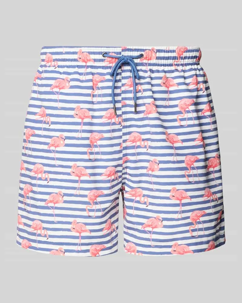 McNeal Badehose im Allover-Look mit elastischem Bund Rauchblau