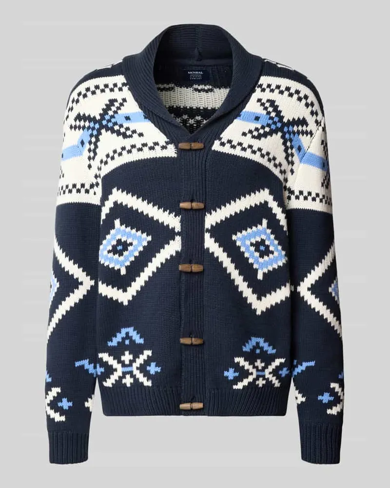 McNeal Strickjacke im Allover-Look mit Schalkragen Dunkelblau