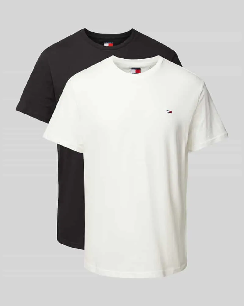 Tommy Hilfiger Slim Fit T-Shirt mit Label-Print im 2er-Pack 