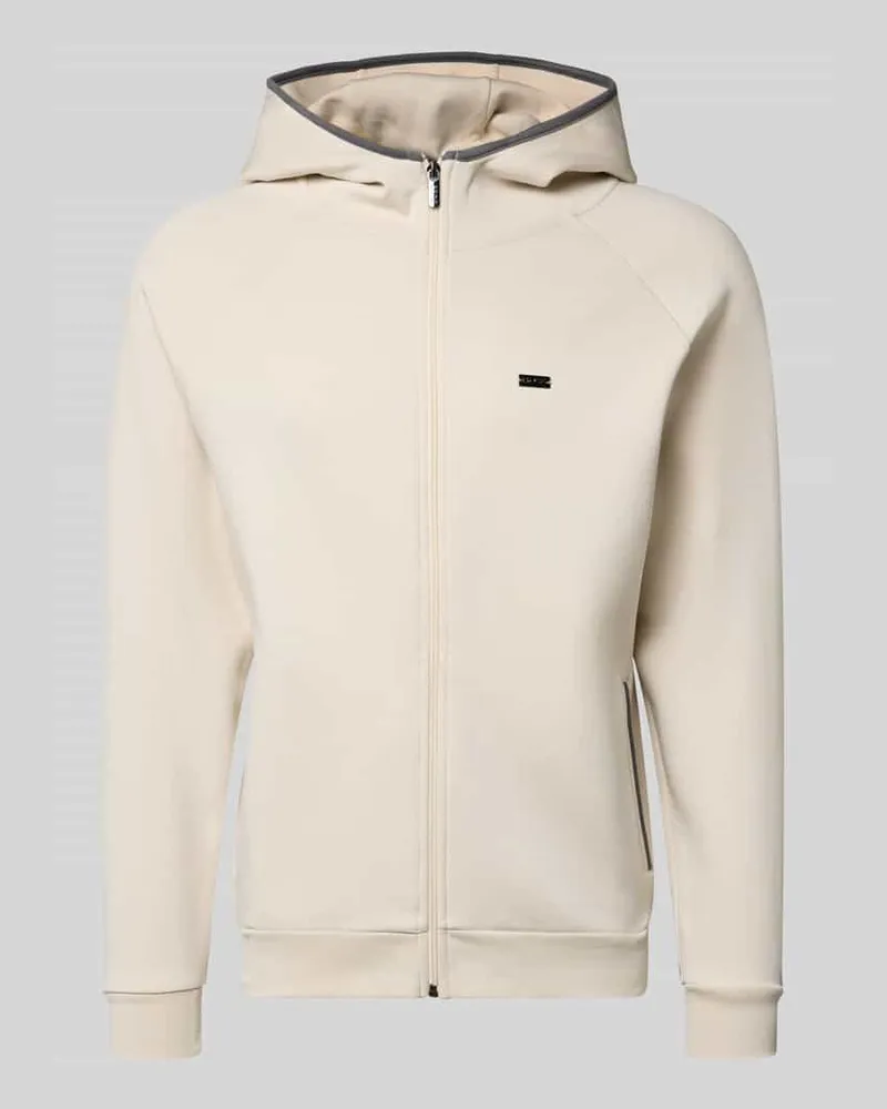 HUGO BOSS Regular Fit Sweatjacke aus Baumwoll-Mix Modell 'SENSE Offwhite