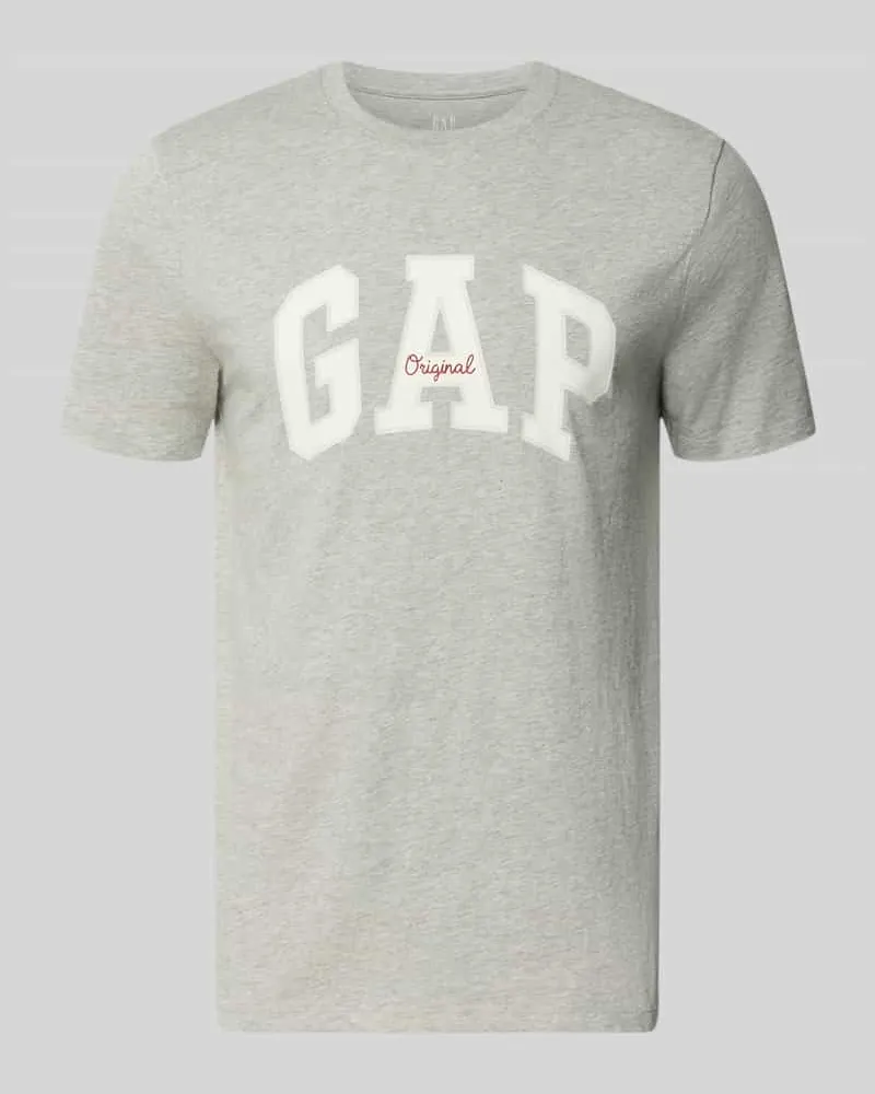 GAP T-Shirt mit Logo und Rundhalsausschnitt Mittelgrau