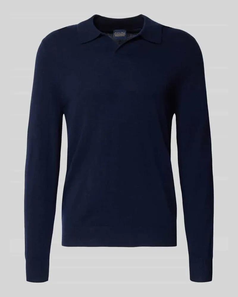 Christian Berg Strickpullover mit Polokragen und V-Ausschnitt Marine