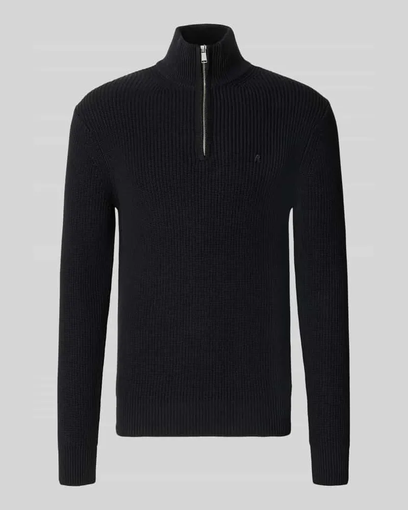Replay Slim Fit Pullover aus reiner Baumwolle in Strick-Optik Black