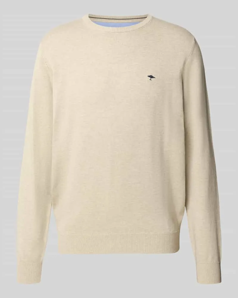 Fynch-Hatton Strickpullover aus reiner Baumwolle mit Logo-Stickerei Beige