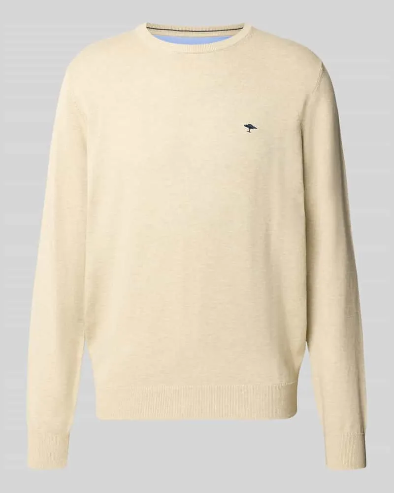 Fynch-Hatton Strickpullover aus reiner Baumwolle mit Logo-Stickerei Beige