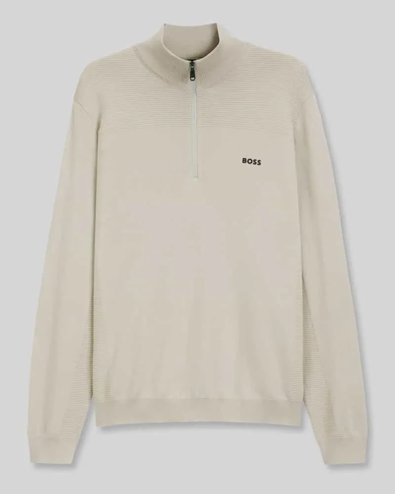 HUGO BOSS Regular Fit Pullover mit Schurwoll-Anteil Modell 'KN_Momentum-X QZ Sand