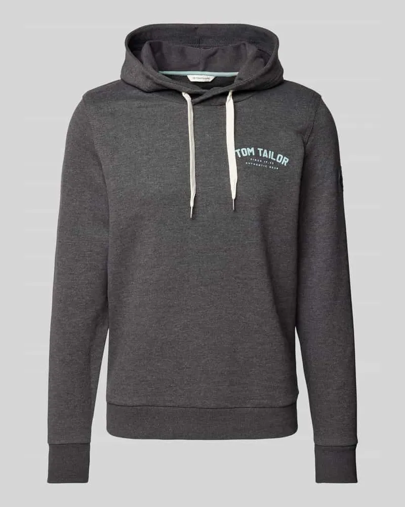 Tom Tailor Hoodie mit Label-Print Dunkelgrau
