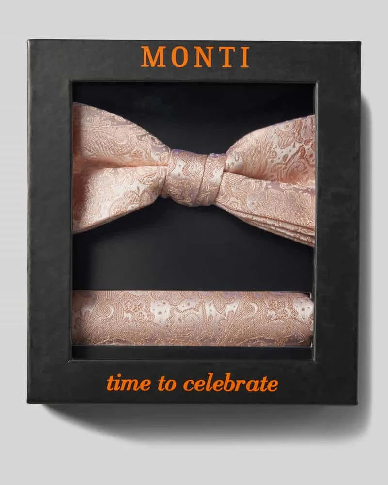 Monti Fliege und Einstecktuch im Set aus Seide Apricot