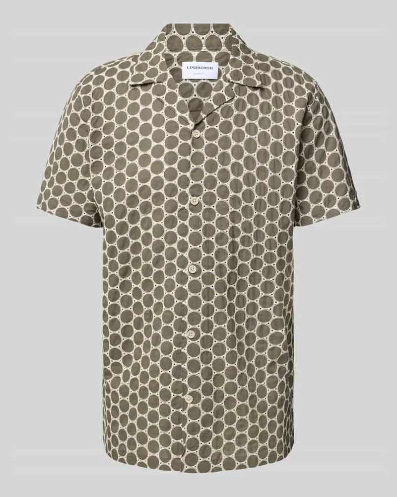 Lindbergh Relaxed Fit Freizeithemd mit Lochstickerei Mittelbraun