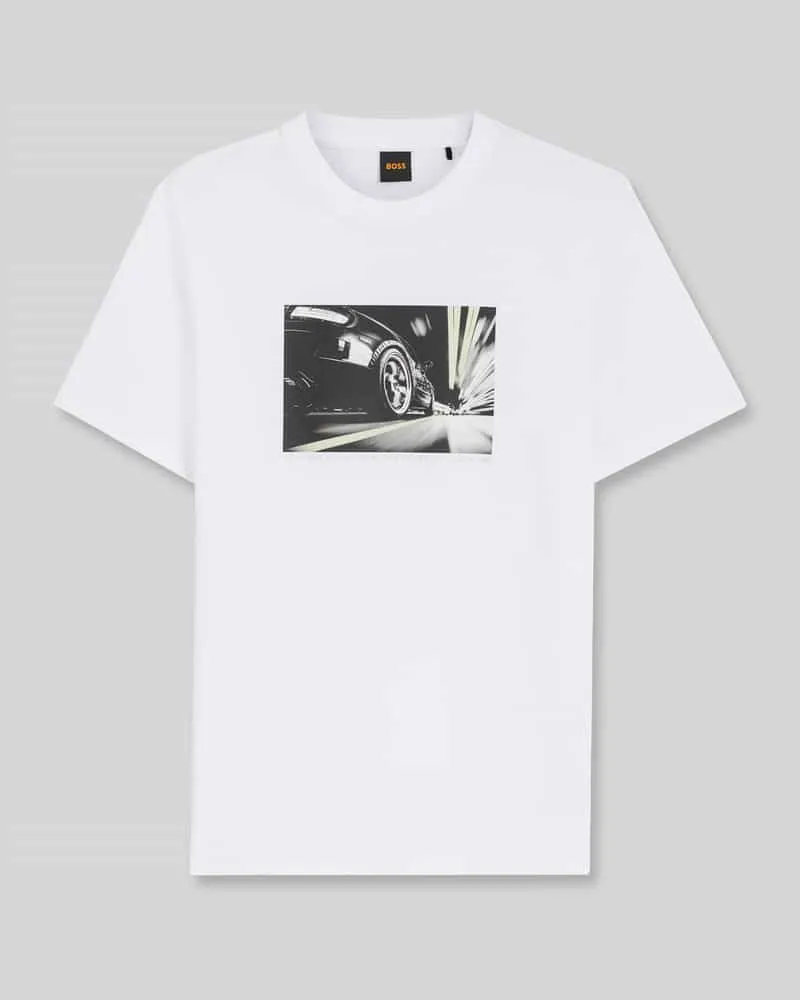 HUGO BOSS Regular Fit T-Shirt aus reiner Baumwolle Weiss