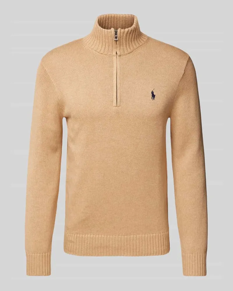 Ralph Lauren Strickpullover mit Troyer-Kragen Camel