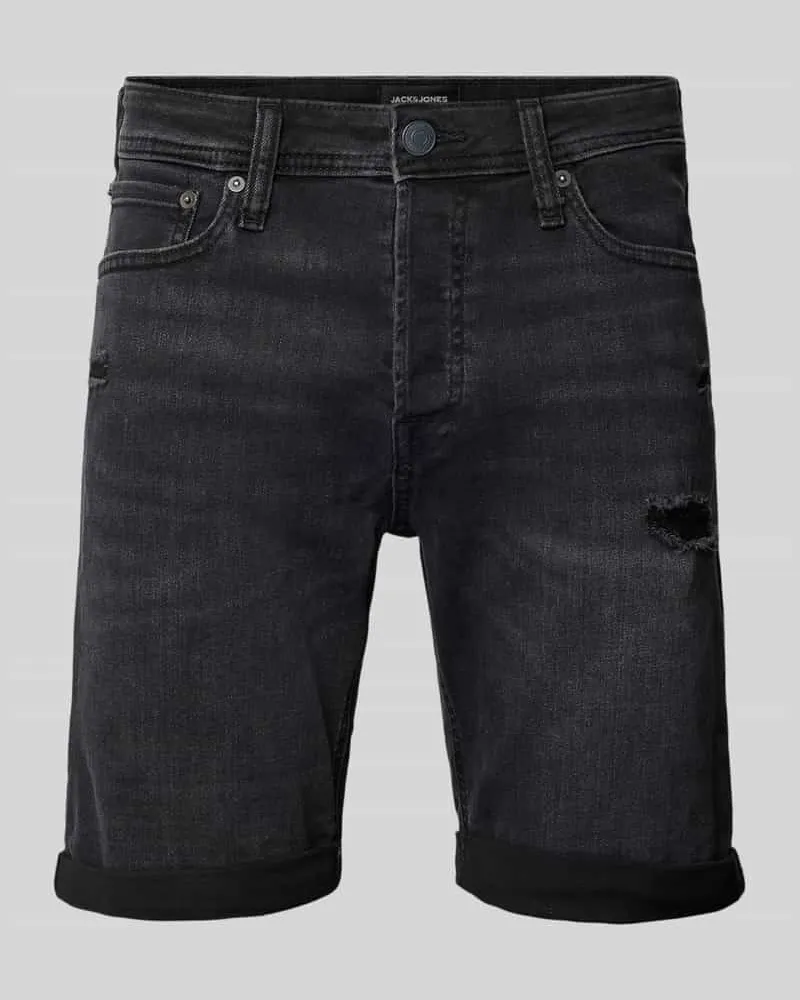 Jack & Jones Regular Fit Jeansshorts im 5-Pocket-Design Modell 'RICK Black