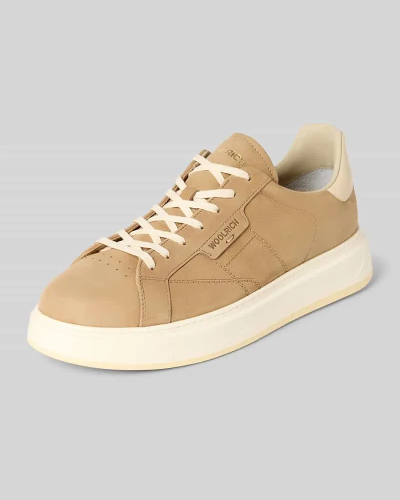 Woolrich Chunky Sneaker aus Leder mit Schnürung Beige