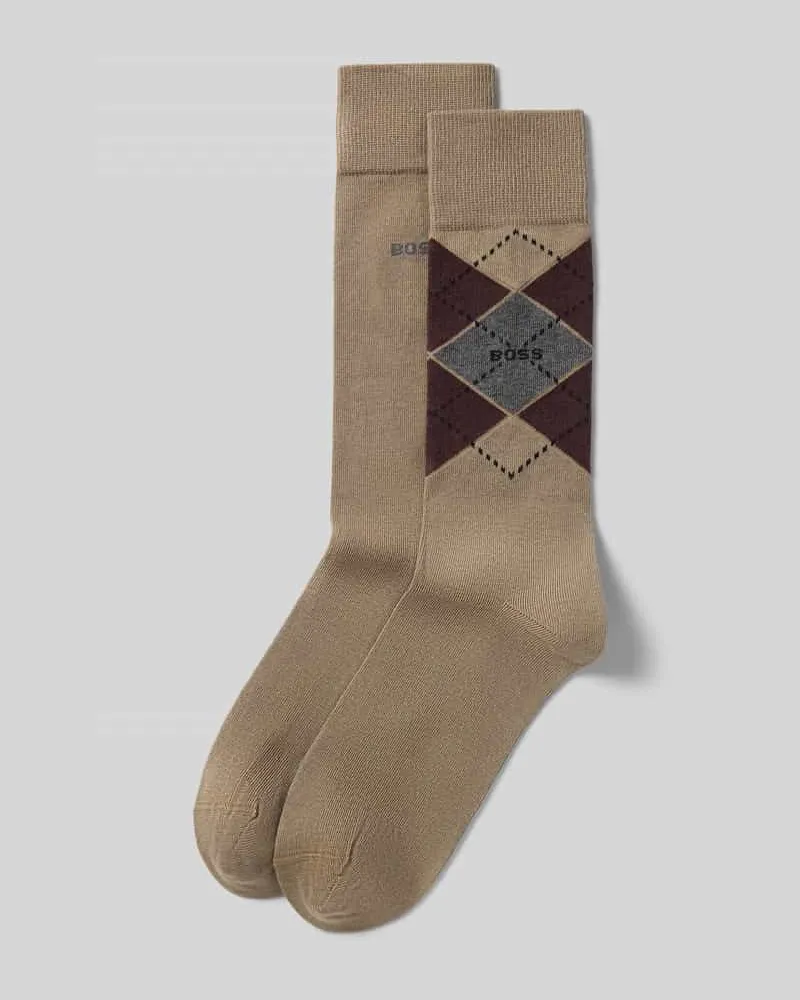 HUGO BOSS Socken aus Baumwoll-Mix im 2er-Pack Modell 'ARGYLE Sand