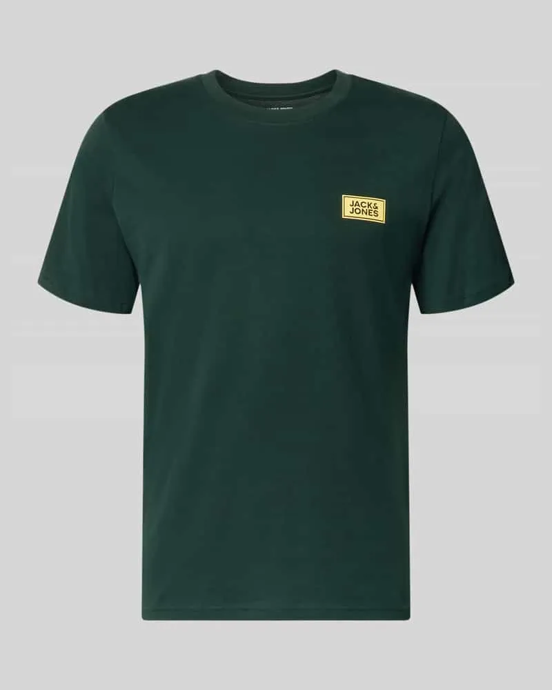 Jack & Jones Regular Fit T-Shirt aus reiner Baumwolle mit Label-Detail Dunkelgruen