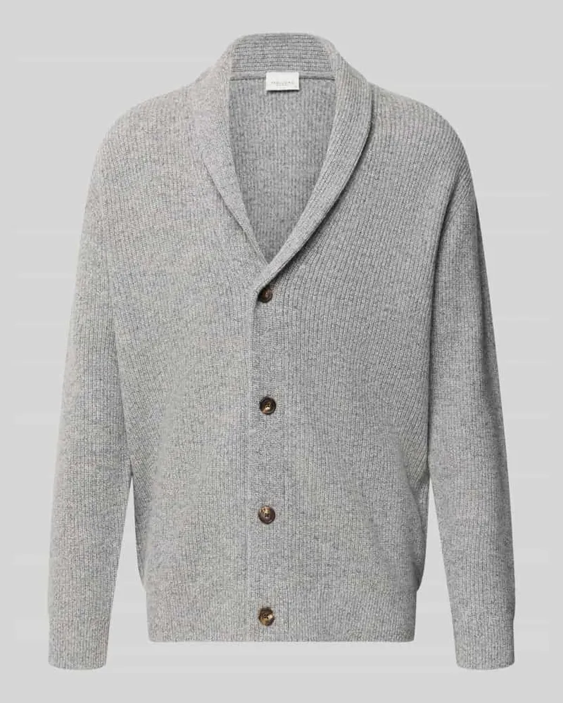 Profuomo Cardigan aus Woll-Mix mit Schalkragen Hellgrau