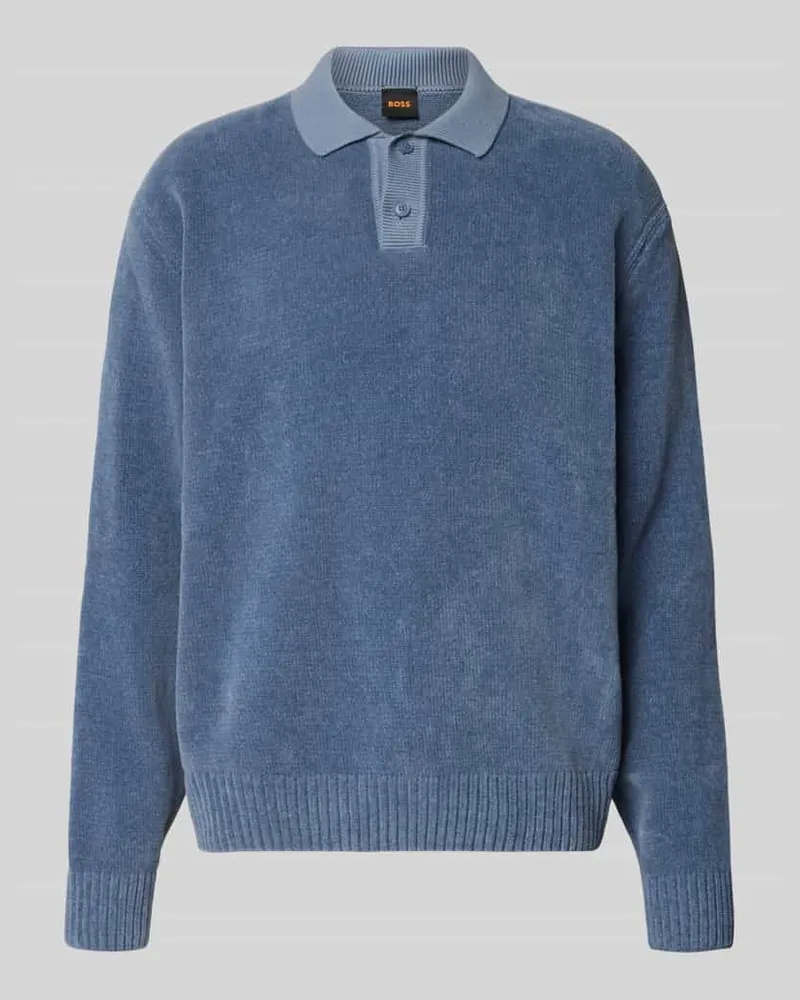 HUGO BOSS Regular Fit Pullover aus reiner Baumwolle Modell 'Kipolo Blau