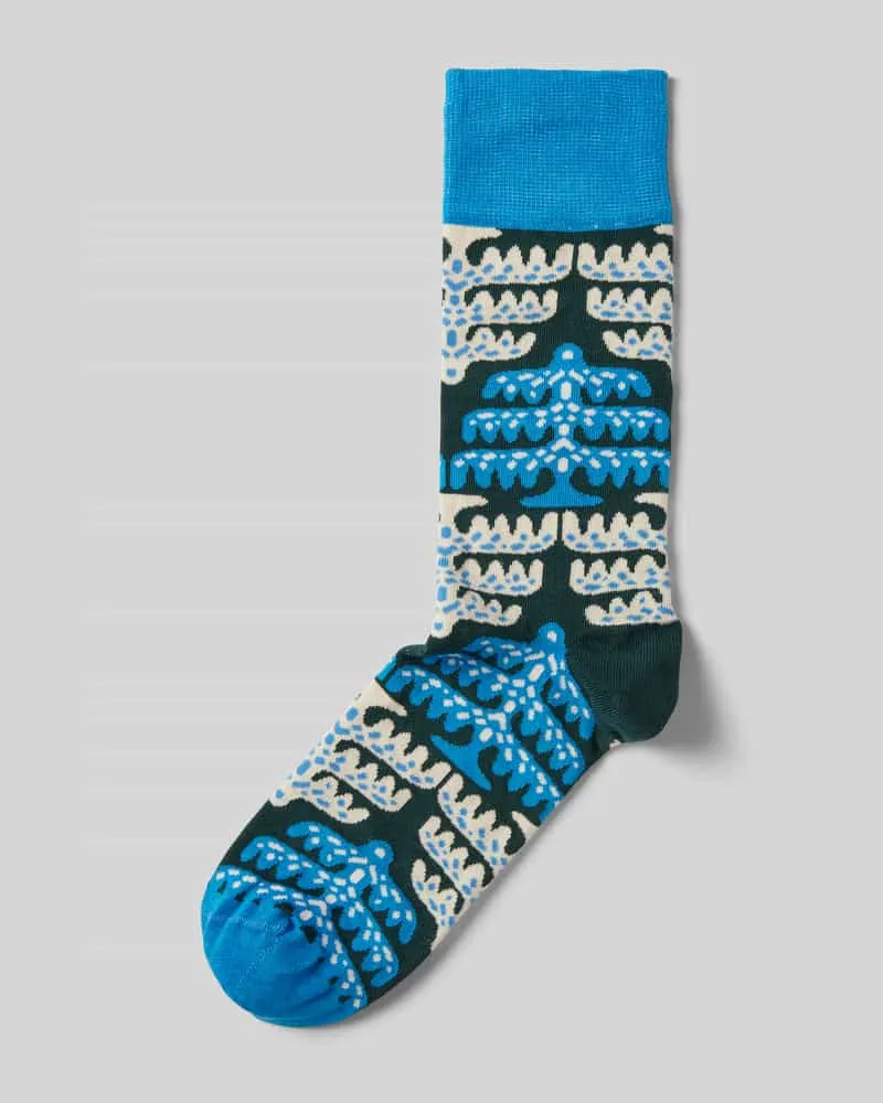 DillySocks Socken mit Motiv-Stitching Modell 'Icy Pine Helltuerkis
