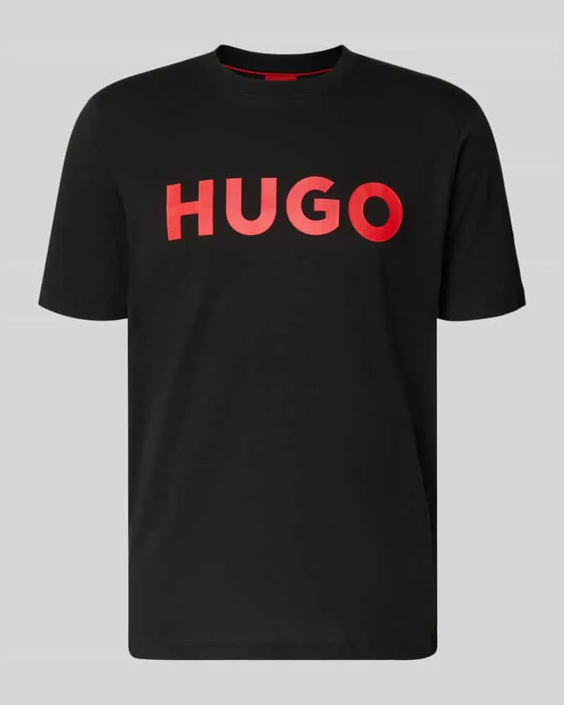 HUGO BOSS T-Shirt mit Label-Schriftzug Modell 'DULIVIO Black