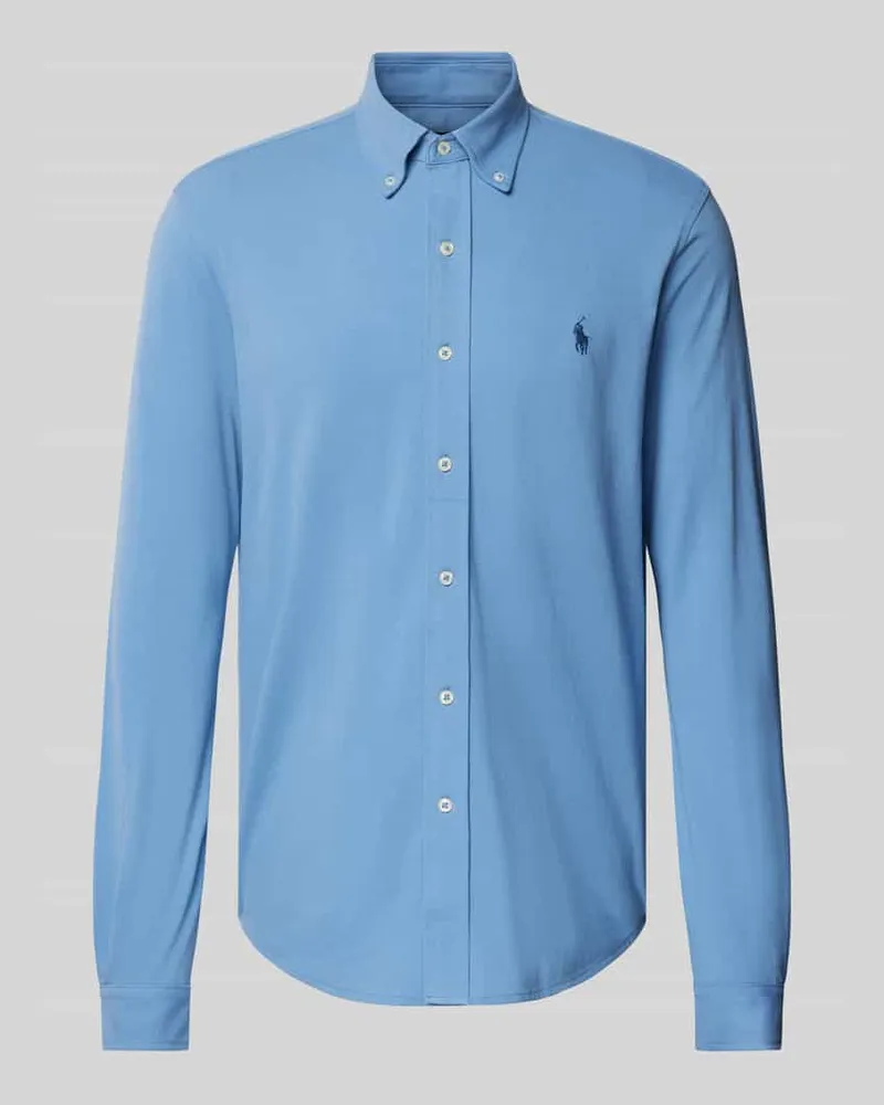 Ralph Lauren Slim Fit Freizeithemd mit aus reiner Baumwolle in Piqué Hellblau