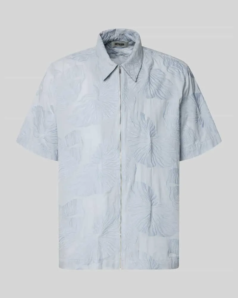 Drykorn Regular Fit Freizeithemd mit Reißverschluss und Kentkragen Hellblau