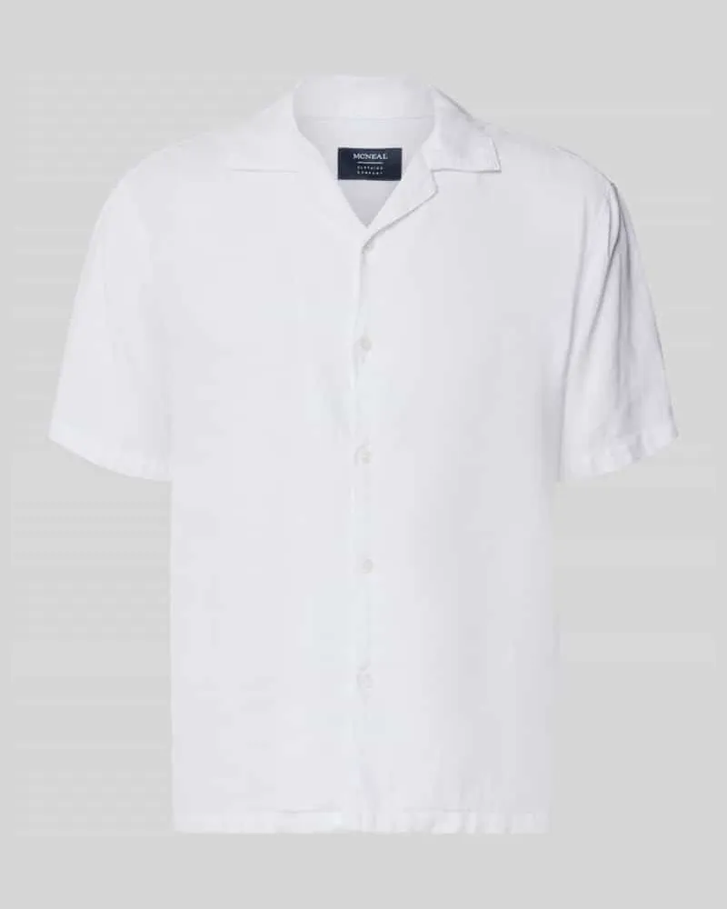 McNeal Regular Fit Leinenhemd mit Reverskragen Weiss