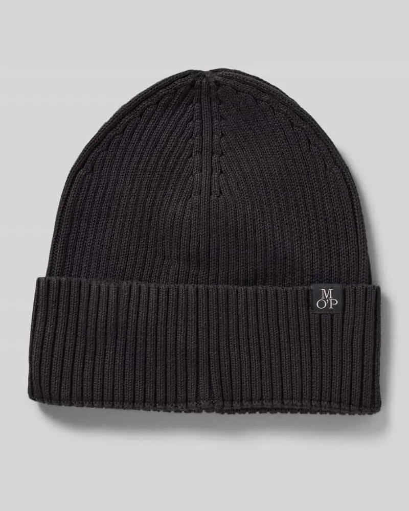 Marc O'Polo Beanie aus reiner Baumwolle mit Umschlag Anthrazit